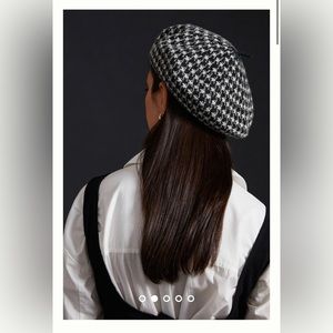 Anthropologie Knit Houndstooth Beret